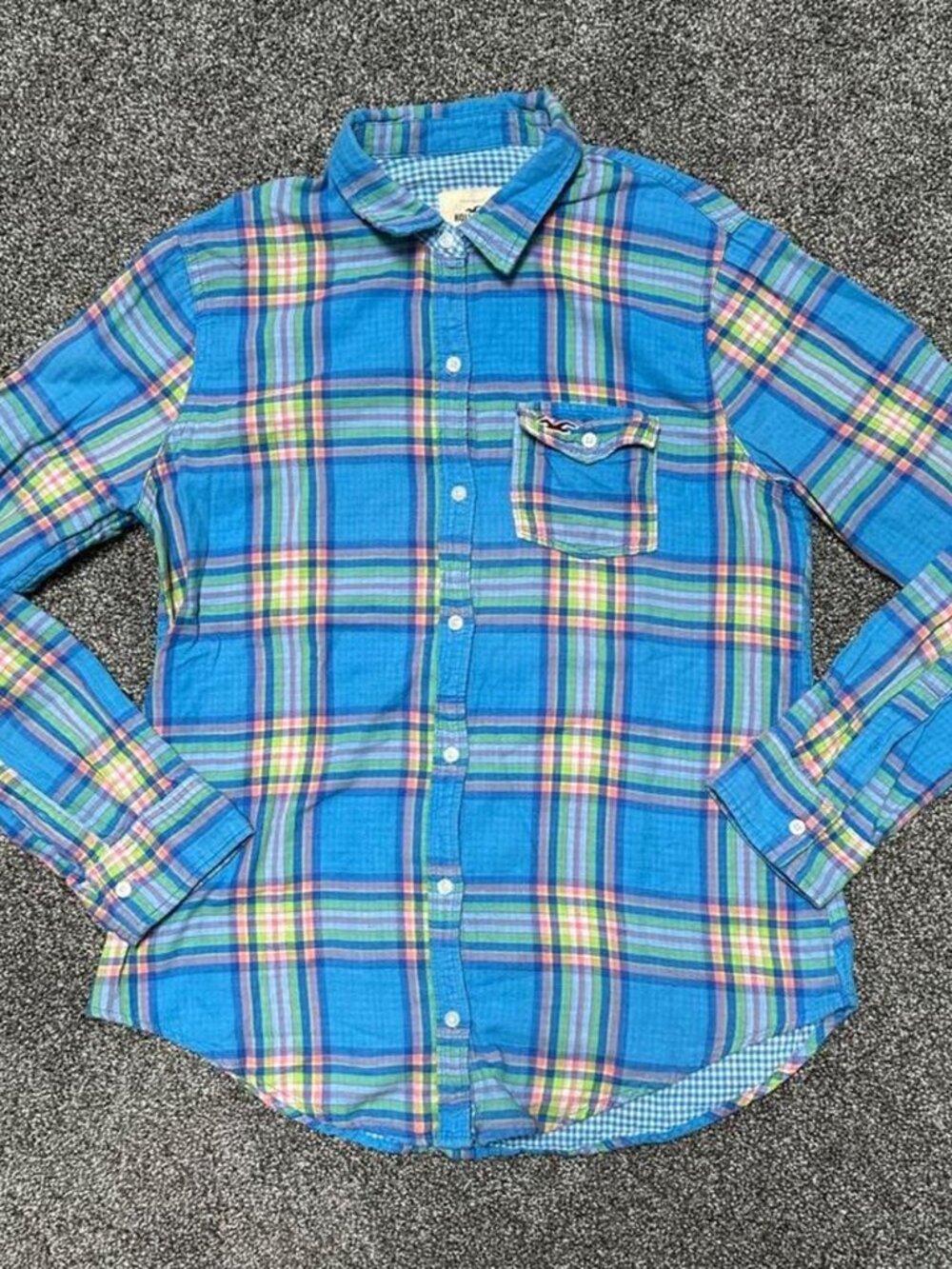 Y2K Hollister Blue Plaid Flannel Shirt